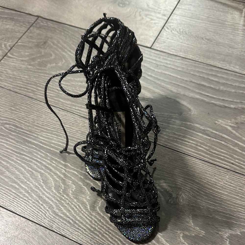 Steve Madden Glittery Black Strappy Heels